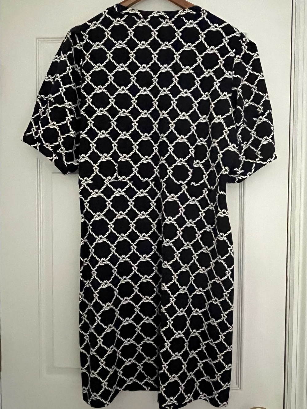 CAbi Cruise Dress Navy and White V-Neck Rope Print A-Line Dress - Picture 4 of 6
